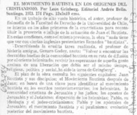 El Movimiento bautista en los orígenes del cristianismo.