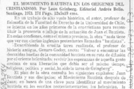 El Movimiento bautista en los orígenes del cristianismo.