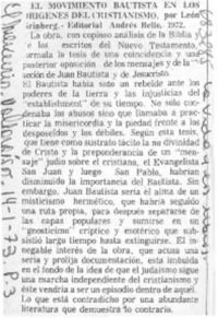 El Movimiento bautista en los orígenes del cristianismo.