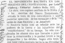 El Movimiento bautista en los orígenes del cristianismo.