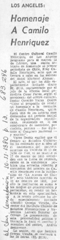 Homenaje a Camilo Henríquez.