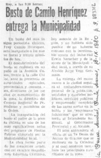 Busto de Camilo Henríquez entrega la municipalidad.