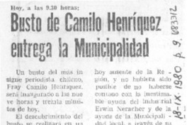 Busto de Camilo Henríquez entrega la municipalidad.