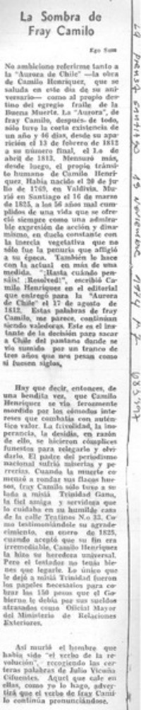 La sombra de Fray Camilo
