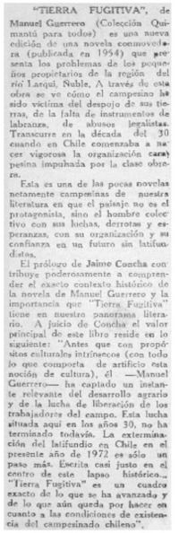 Tierra fugitiva".