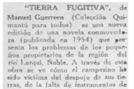 Tierra fugitiva".