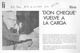"Don cheque" vuelve a la carga : [entrevista]