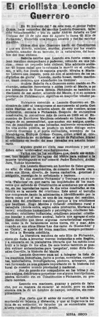 El criollista Leoncio Guerrero