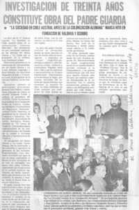 Investigación de treinta años constituye obra del Padre Guarda.