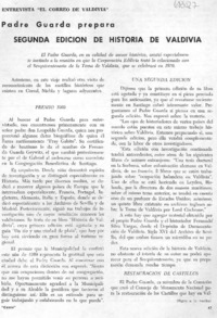 Padre Guarda prepara segunda edición de historia de Valdivia