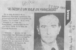 "Altazor o un viaje en paracaídas".