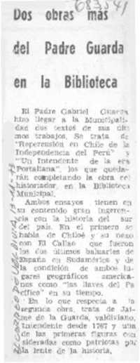 Dos obras más del padre Guarda en la biblioteca.