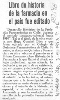 Libro de historia de la farmacia en el país fue editado.