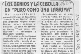 Los Genios y la cebolla en "Puro-- como una lágrima".