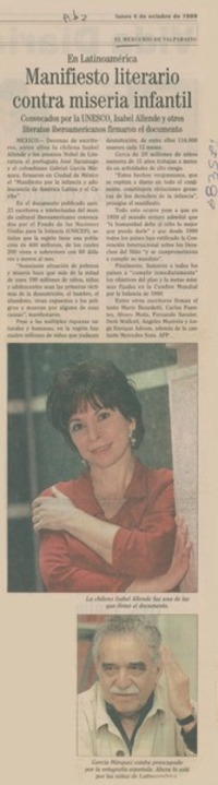 Manifiesto literario contra miseria infantil.