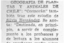 Geografía de plantas y animales de Chile.