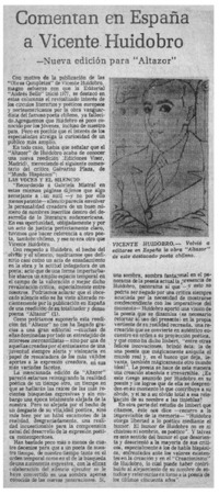 Comentan en España a Vicente Huidobro.