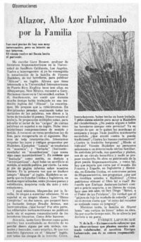 Altazor, alto azor fulminado por la familia