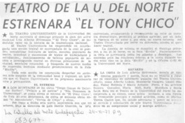 Teatro de la U. del Norte estrenará "El tony chico".
