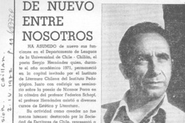 De nuevo entre nosotros.