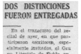 Dos distinciones fueron entregadas.