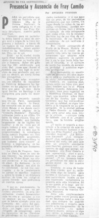 Presencia y ausencia de Fray Camilo