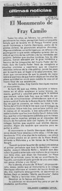 El Monumento de Fray Camilo.