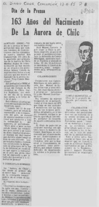 163 años del nacimiento de la Aurora de Chile.