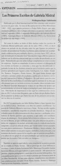 Los primeros escritos de Gabriela Mistral