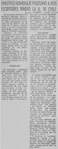 Emotivo homenaje póstumo a dos escritores rindió la U. de Chile.