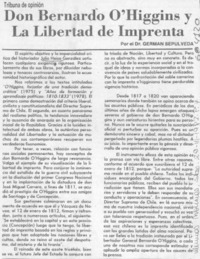 Don Bernardo O'Higgins y la libertad de imprenta