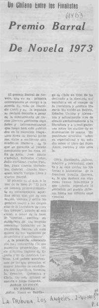 Premio Barral de novela 1973.