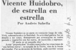 Vicente Huidobro, de estrella en estrella