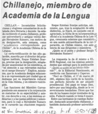 Chillanejo, miembro de Academia de la Lengua.