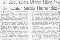 En circulación último libro de escritor Sergio Hernández.