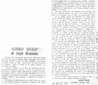 Ultimas señales" de Sergio Hernández.