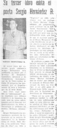 Su tercer libro edita el poeta Sergio Hernández R.