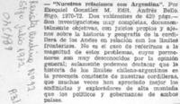 Nuestras relaciones con Argentina".