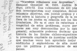 Nuestras relaciones con Argentina".