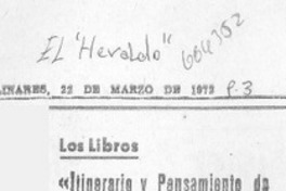 Itinerario y pensamiento de los Jesuitas expulsados de Chile" (1767-1815)