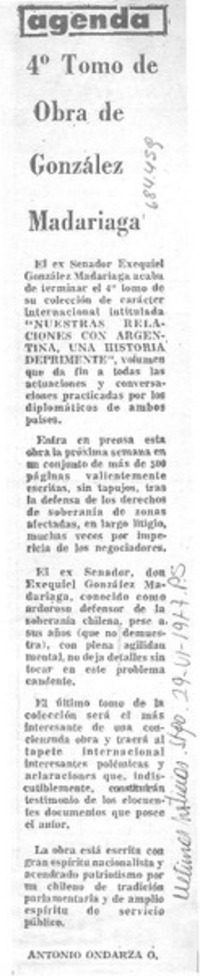 4° Tomo de obra de González Madariaga