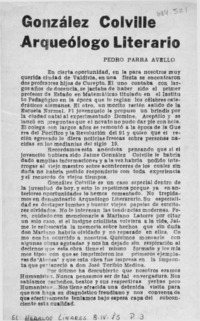 González Colville arqueólogo literario
