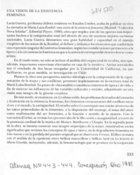 Una visión de la existencia femenina
