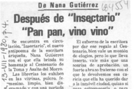 Después de "Insectario" "Pan pan, vino vino".