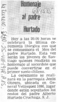 Homenaje al Padre Hurtado.