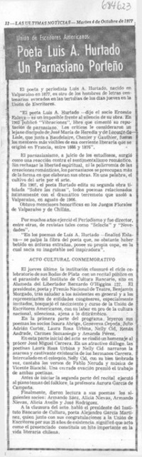 Poeta Luis A. Hurtado un parnasiano porteño.