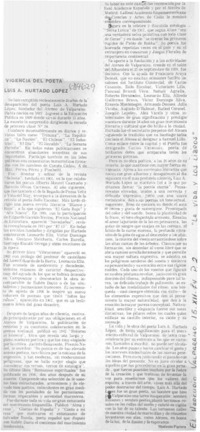 Vigencia del poeta Luis A. Hurtado López
