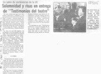 Solemnidad y risas en entrega de "Testimonios del teatro".