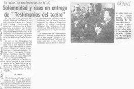 Solemnidad y risas en entrega de "Testimonios del teatro".