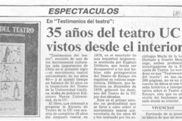 35 años del teatro UC vistos desde el interior.